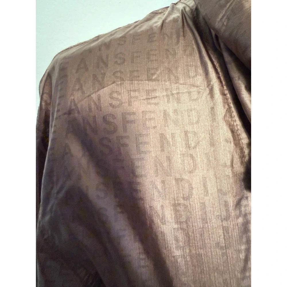 Fendi Jeans Women's Bronze Monogram Logo‎ Windbreaker Hooded Jacket Anti Stress